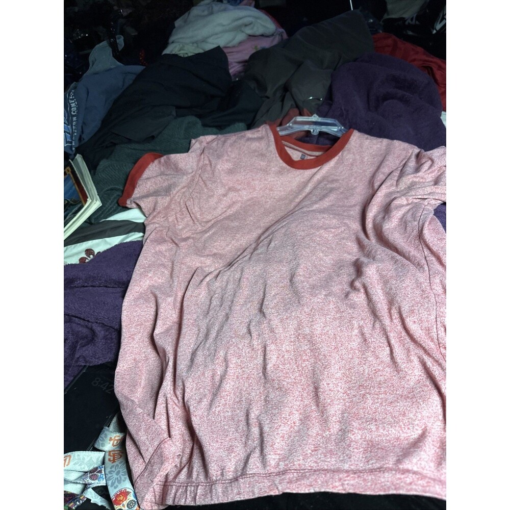 Gap Men’s 2XL Scoop Neck T Shirt Red Lined Shirt Short Sleeve